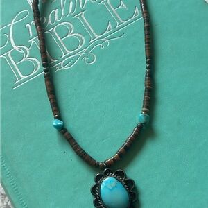 Turquoise and Brown Beaded Necklace